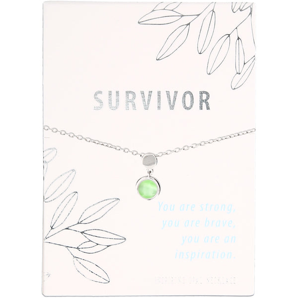 pavilion gift company Survivor Iced Lime Opal 16.5"-18.5" Rhodium Plated Inspirational Necklace