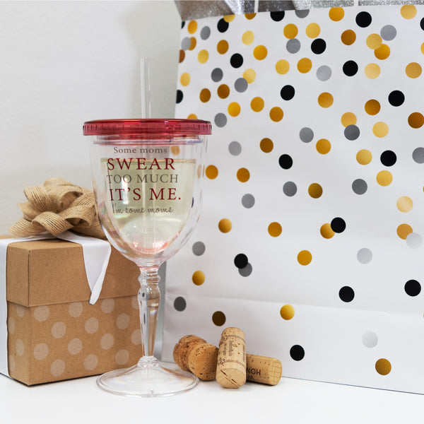 Pavilion Gift Company Swear Too Much 13 Oz Acrylic Wine Tumbler