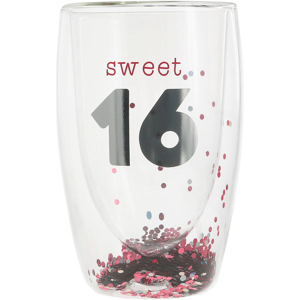 pavilion gift company Sweet 16 14 oz Double-Walled Glass