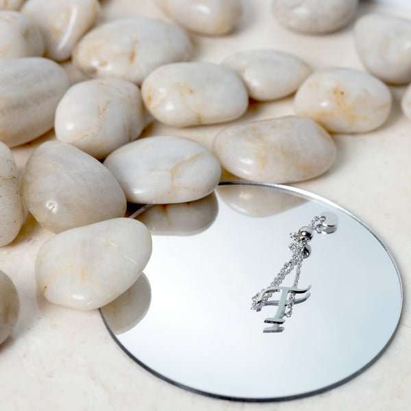 Pavilion Gift Company T Adjustable Rhodium Plated Monogram Ring