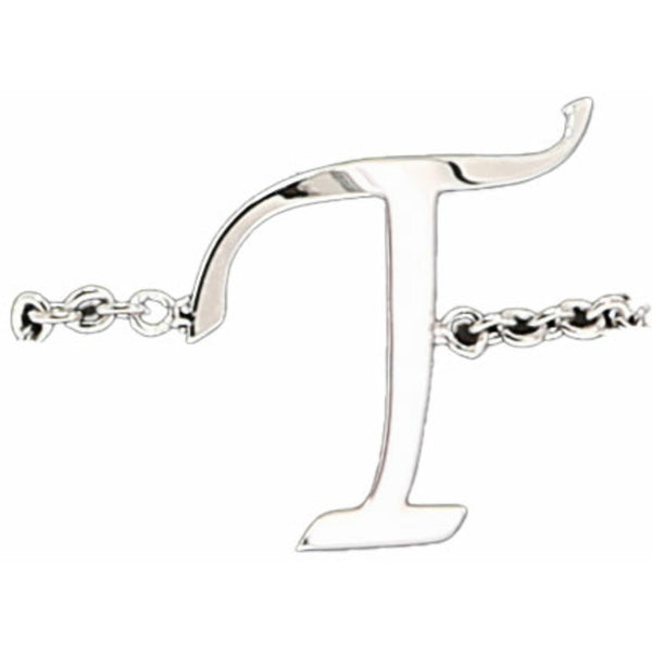 pavilion gift company T Adjustable Rhodium Plated Monogram Ring