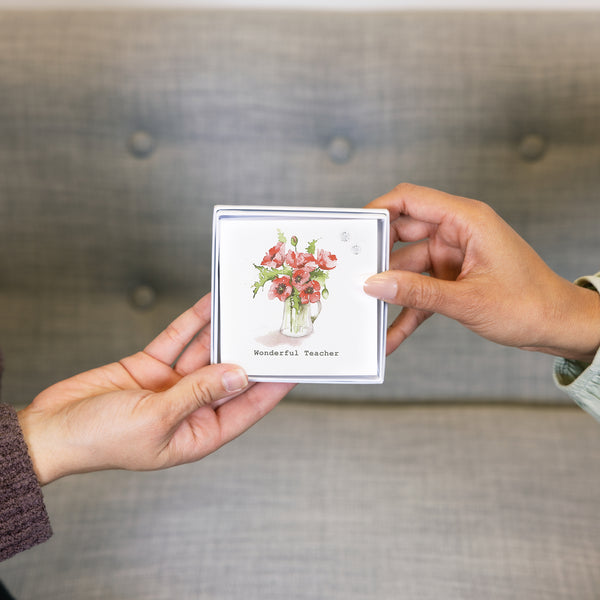 Pavilion Gift Company Teacher 5mm Sterling Silver Cubic Zirconia Stud Earrings