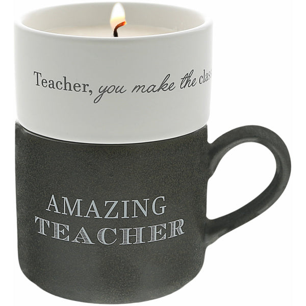 pavilion gift company Teacher Stacking Mug and Candle Set 100% Soy Wax Scent: Tranquility