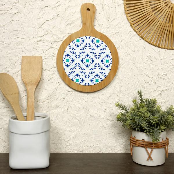 Pavilion Gift Company Teal & Blue 10.5" Bamboo & Ceramic Tile Trivet