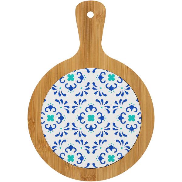 pavilion gift company Teal & Blue 10.5" Bamboo & Ceramic Tile Trivet