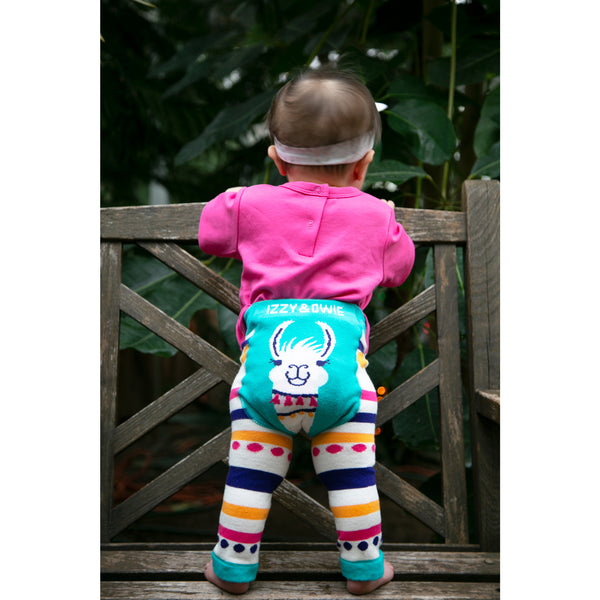 Pavilion Gift Company Teal Llama 6-12 Months Baby Leggings