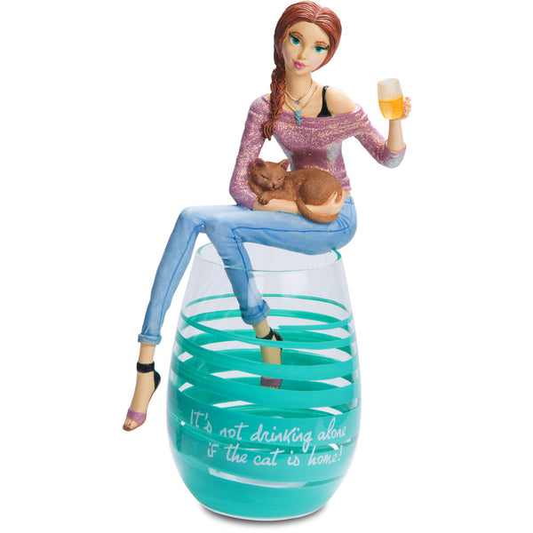pavilion gift company The Cat is Home 8.75" Girl in Glass