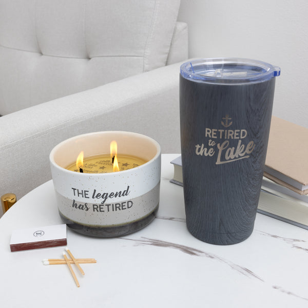 Pavilion Gift Company The Lake 20 Oz Wood Finish Stainless Steel Travel Tumbler