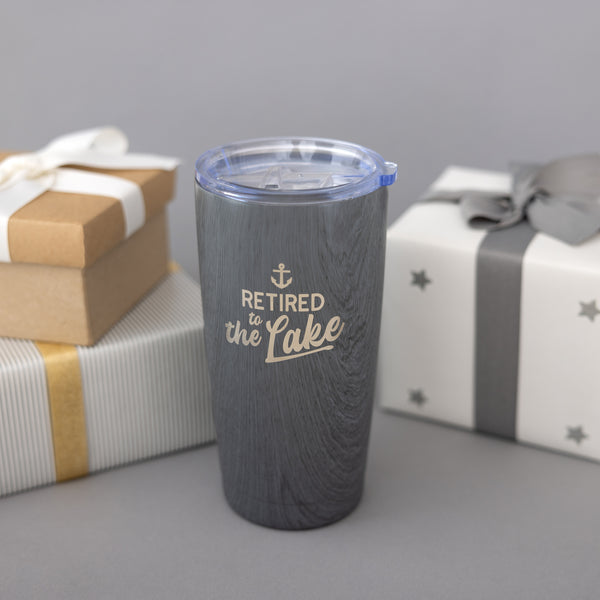 Pavilion Gift Company The Lake 20 Oz Wood Finish Stainless Steel Travel Tumbler