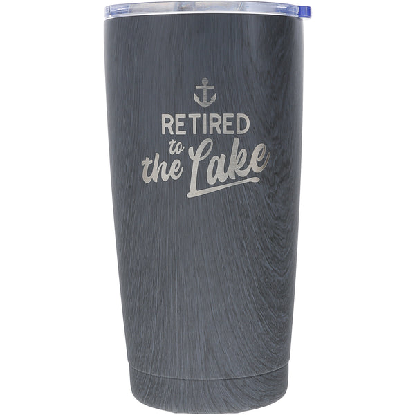 pavilion gift company The Lake 20 oz Wood Finish Stainless Steel Travel Tumbler