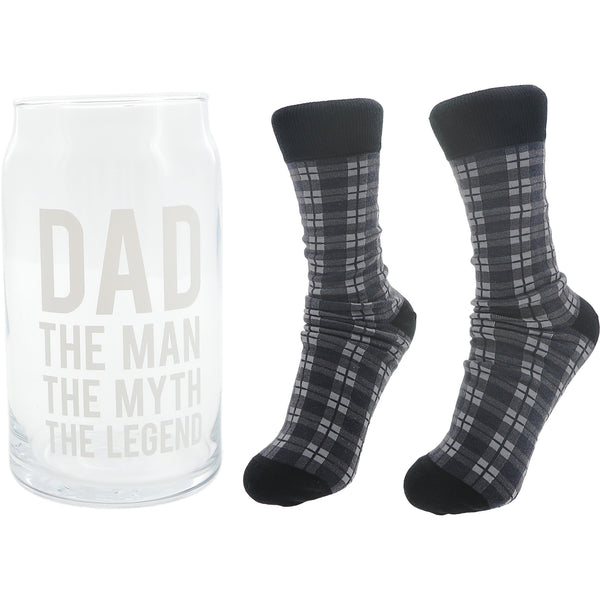 Pavilion Gift Company The Legend 16 Oz Beer Can Glass And Sock Set