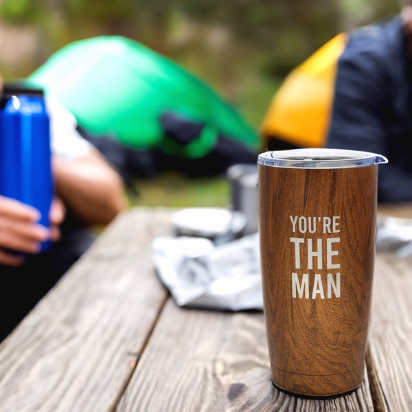 Pavilion Gift Company The Man 20 Oz Wood Finish Stainless Steel Travel Tumbler
