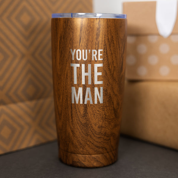 Pavilion Gift Company The Man 20 Oz Wood Finish Stainless Steel Travel Tumbler
