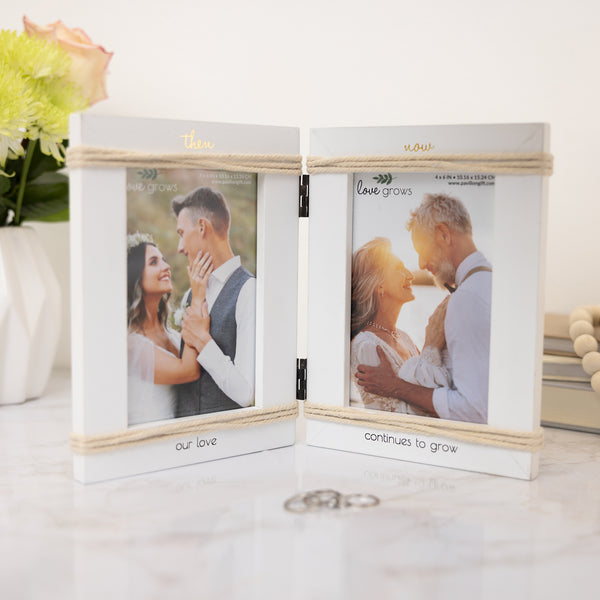 Pavilion Gift Company Then & Now 5.5" X 7.5" Hinged Frame (Holds 2 - 4" X 6" Photos)