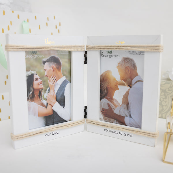 Pavilion Gift Company Then & Now 5.5" X 7.5" Hinged Frame (Holds 2 - 4" X 6" Photos)