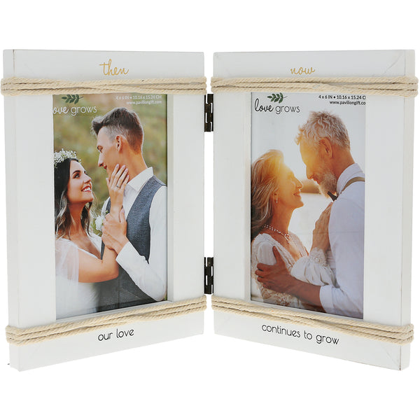 pavilion gift company Then & Now 5.5" x 7.5" Hinged Frame (Holds 2 - 4" x 6" Photos)