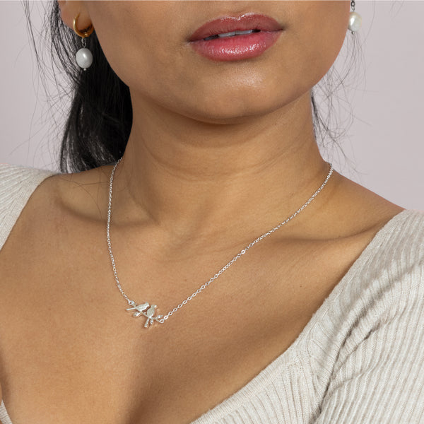 Pavilion Gift Company Those We Love 16.5"-18.5" Silver Plated Necklace With Cubic Zirconia Stones