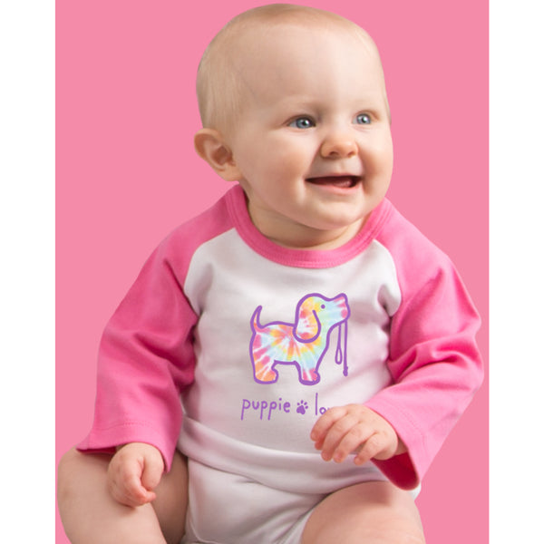 Pavilion Gift Company Tie Dye 12-24 Months 3/4 Length Pink Sleeve Onesie