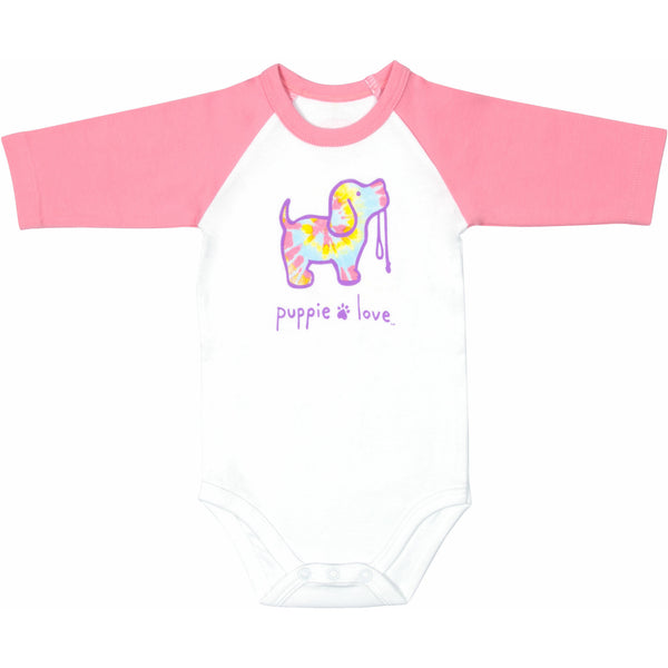 pavilion gift company Tie Dye 12-24 Months 3/4 Length Pink Sleeve Onesie