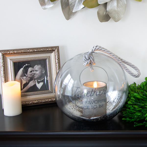 Pavilion Gift Company Together 9.5" Smoke Glass Lantern