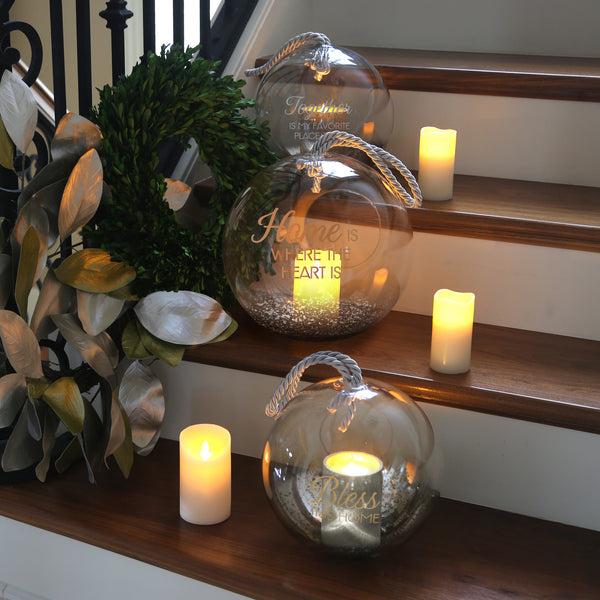 Pavilion Gift Company Together 9.5" Smoke Glass Lantern