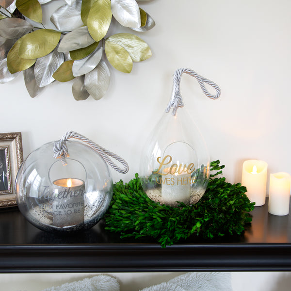 Pavilion Gift Company Together 9.5" Smoke Glass Lantern