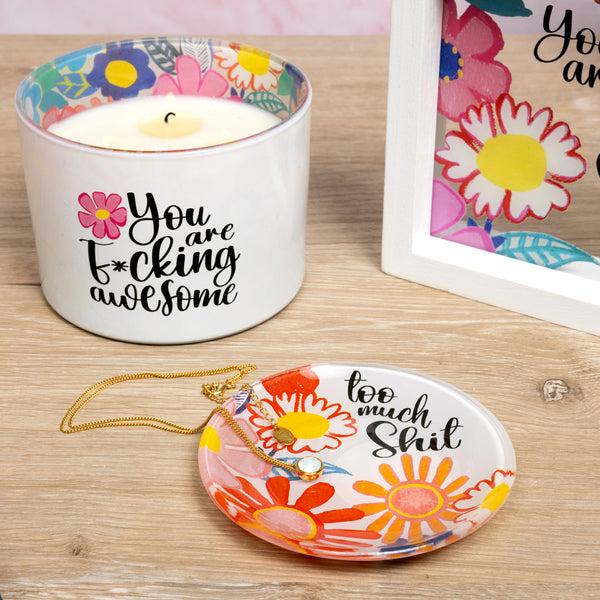 Pavilion Gift Company Too Much Shit 4" Glass Keepsake Dish