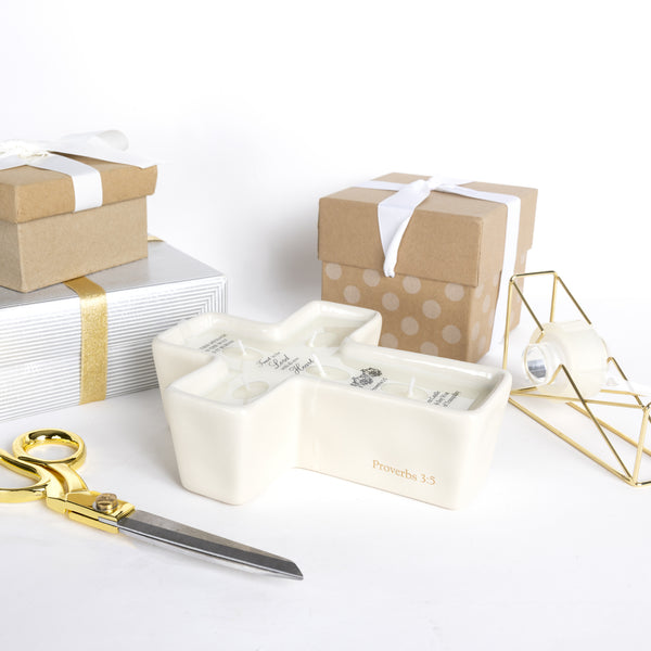 Pavilion Gift Company Trust In The Lord 12 Oz - 100% Soy Wax Reveal 5 Wick Candle Scent: Tranquility