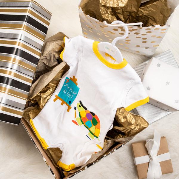 Pavilion Gift Company Turtle Artist 6-12 Months Romper