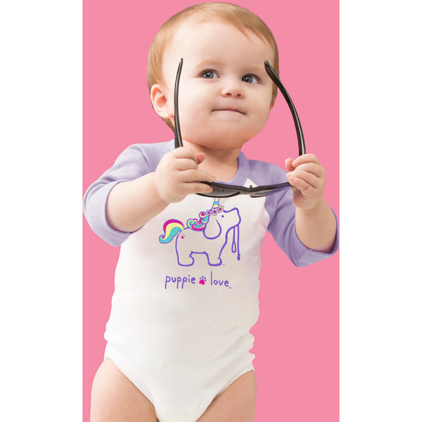 Pavilion Gift Company Unicorn 6-12 Months 3/4 Length Purple Sleeve Onesie