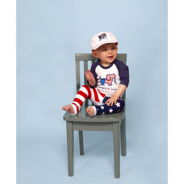 Pavilion Gift Company USA 6-12 Months 3/4 Length Navy Sleeve Onesie
