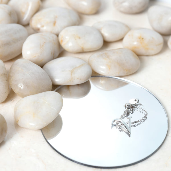 Pavilion Gift Company V Adjustable Rhodium Plated Monogram Ring