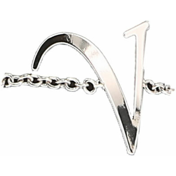 pavilion gift company V Adjustable Rhodium Plated Monogram Ring