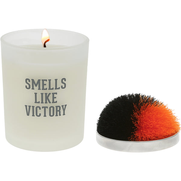 pavilion gift company Victory Black & Orange - 5.5 oz - 100% Soy Wax Candle with Pom Pom Lid Scent: Tranquility