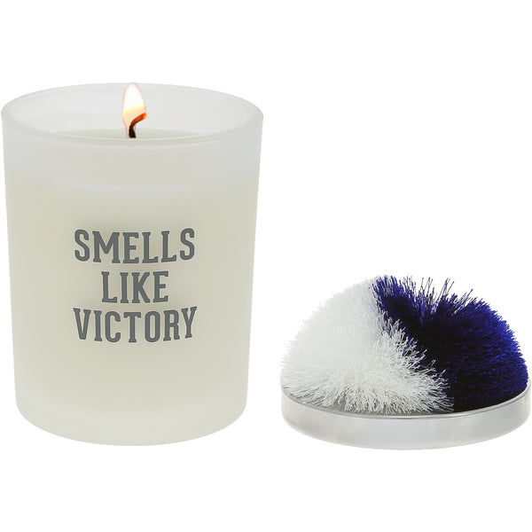 pavilion gift company Victory Blue & White - 5.5 oz - 100% Soy Wax Candle with Pom Pom Lid Scent: Tranquility
