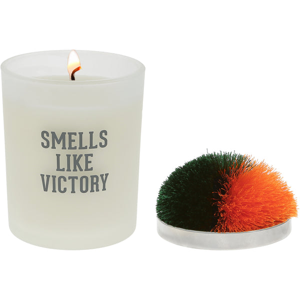 pavilion gift company Victory Green & Orange - 5.5 oz - 100% Soy Wax Candle with Pom Pom Lid Scent: Tranquility