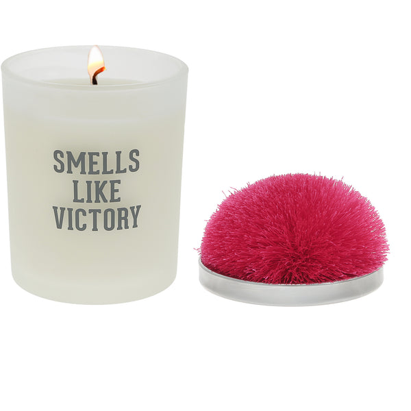 pavilion gift company Victory Hot Pink - 5.5 oz - 100% Soy Wax Candle with Pom Pom Lid Scent: Tranquility