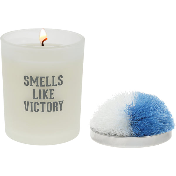 pavilion gift company Victory Light Blue & White - 5.5 oz - 100% Soy Wax Candle with Pom Pom Lid Scent: Tranquility
