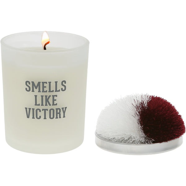 pavilion gift company Victory Maroon & White - 5.5 oz - 100% Soy Wax Candle with Pom Pom Lid Scent: Tranquility