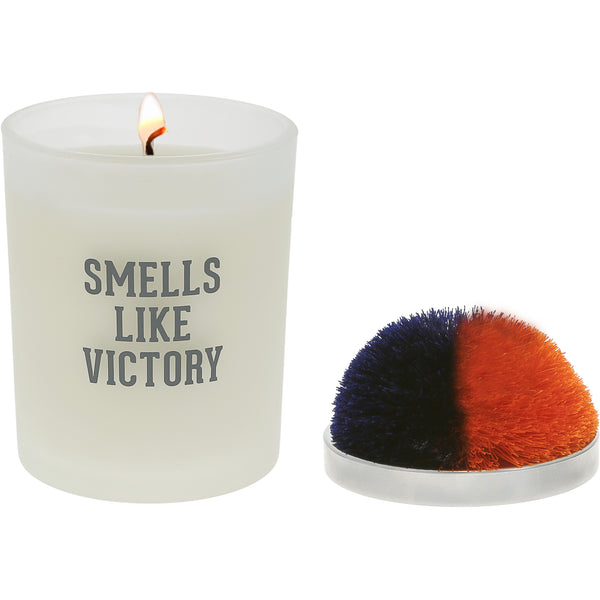 pavilion gift company Victory Navy & Orange - 5.5 oz - 100% Soy Wax Candle with Pom Pom Lid Scent: Tranquility
