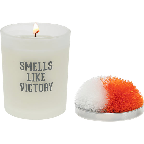 pavilion gift company Victory Orange & White - 5.5 oz - 100% Soy Wax Candle with Pom Pom Lid Scent: Tranquility