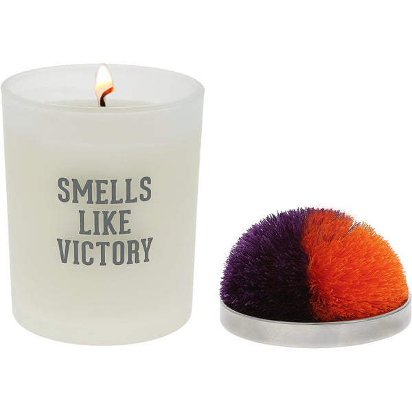 pavilion gift company Victory Purple & Orange - 5.5 oz - 100% Soy Wax Candle with Pom Pom Lid Scent: Tranquility