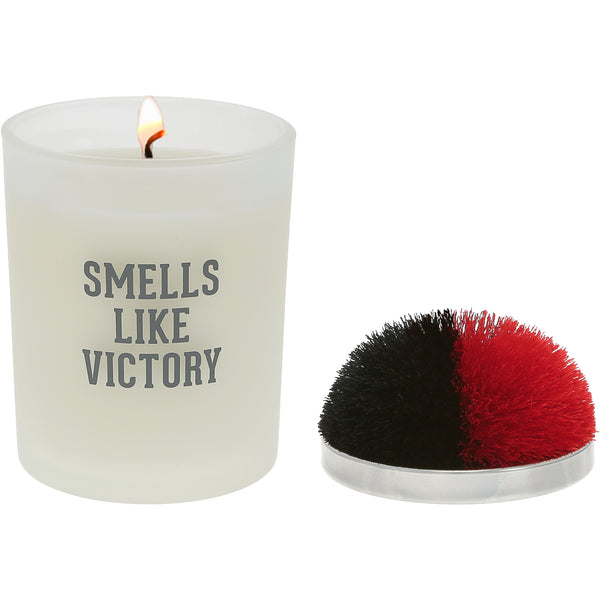 pavilion gift company Victory Red & Black - 5.5 oz - 100% Soy Wax Candle with Pom Pom Lid Scent: Tranquility
