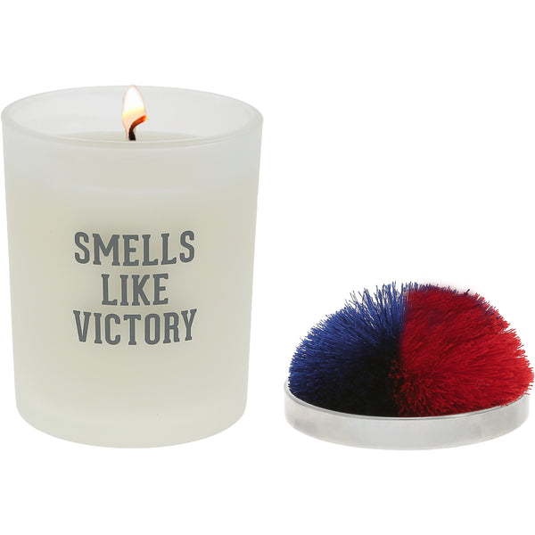 pavilion gift company Victory Red & Blue - 5.5 oz - 100% Soy Wax Candle with Pom Pom Lid Scent: Tranquility