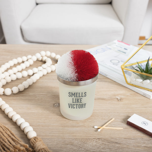 Pavilion Gift Company Victory Red & White - 5.5 Oz - 100% Soy Wax Candle With Pom Pom Lid Scent: Tranquility