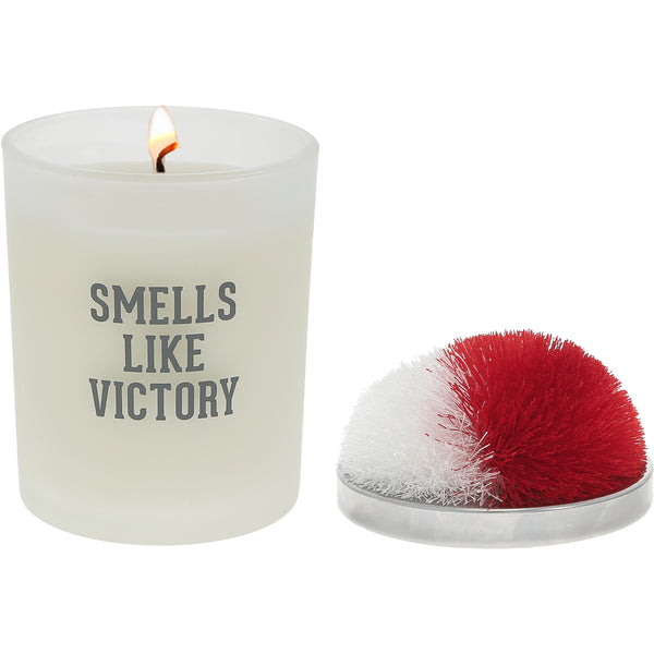 pavilion gift company Victory Red & White - 5.5 oz - 100% Soy Wax Candle with Pom Pom Lid Scent: Tranquility