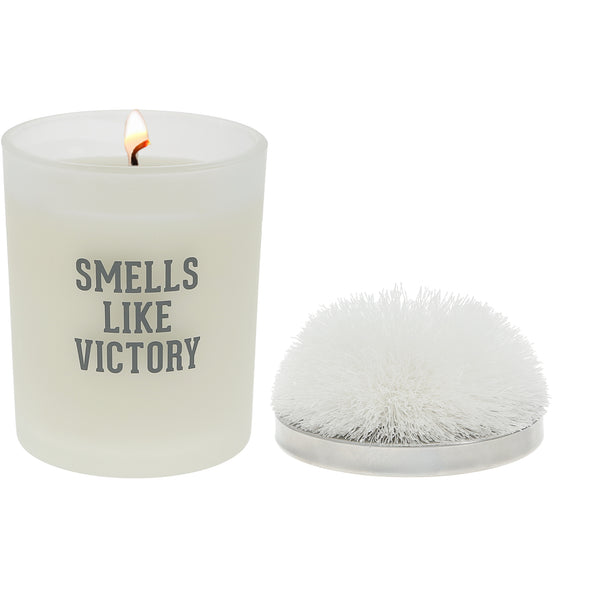 pavilion gift company Victory White - 5.5 oz - 100% Soy Wax Candle with Pom Pom Lid Scent: Tranquility