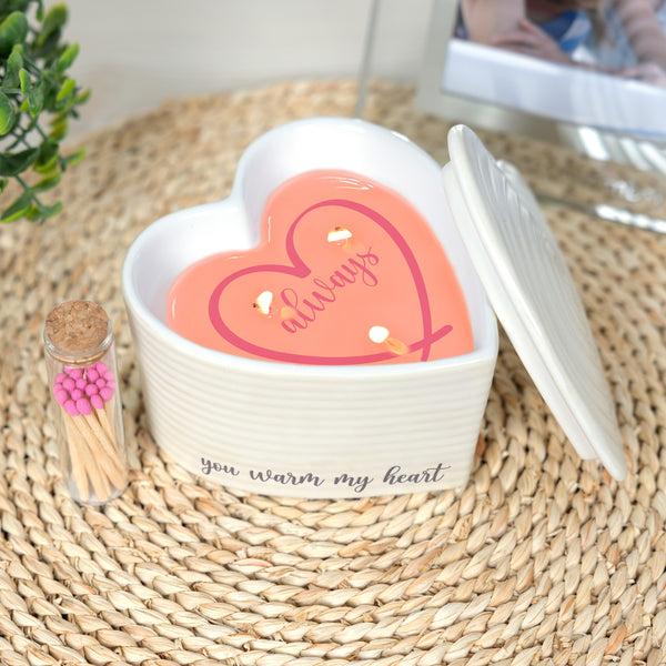 Pavilion Gift Company Warm My Heart 8 Oz - 100% Soy Wax Reveal Triple Wick Candle With Matches Scent: Vanilla