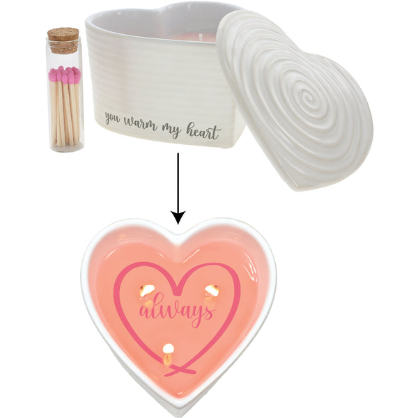 pavilion gift company Warm My Heart 8 oz - 100% Soy Wax Reveal Triple Wick Candle with Matches Scent: Vanilla