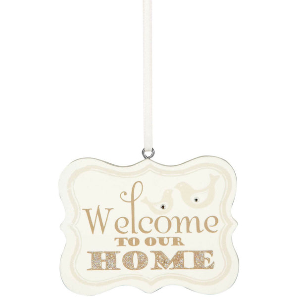pavilion gift company Welcome to our Home 2.75" x 2.25" Hanging Plaque